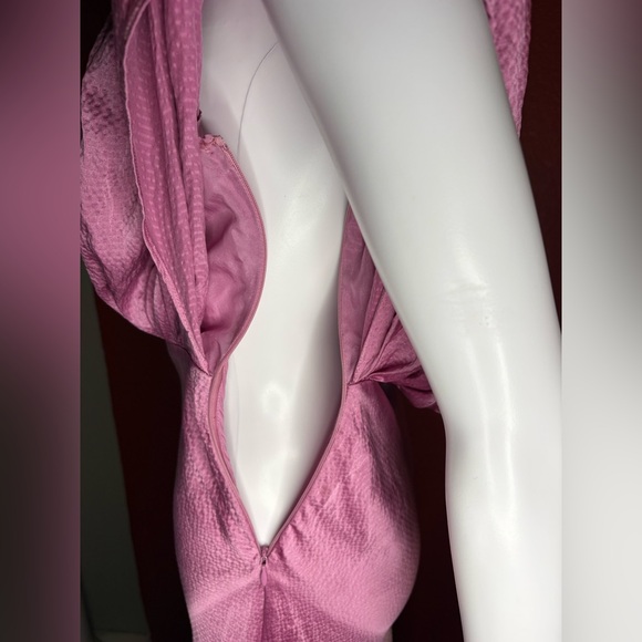 AIIFOS Isabelle Pink Crinkled Silk Satin Maxi Dress. Size XS - Picture 8 of 15